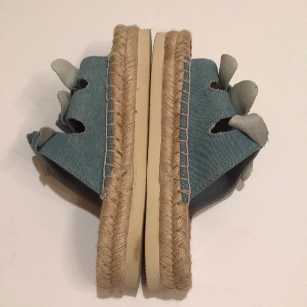 NWT American eagle denim bow wedge sandals 7 - Picture 6 of 12